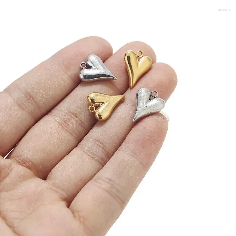 Ciondoli 5 pezzi Ciondolo con ciondolo a cuore solido in acciaio inossidabile per creazione di gioielli fai da te 12x16 mm
