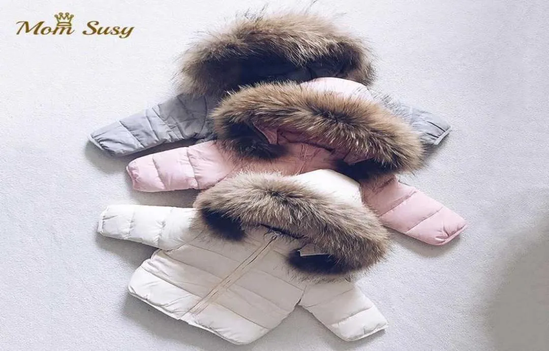 Bébé garçon fille Winte doudoune épais coton rembourré infantile enfant en bas âge fourrure à capuche manteau solide neige costume fermeture éclair vêtements 17Y 2108273803965