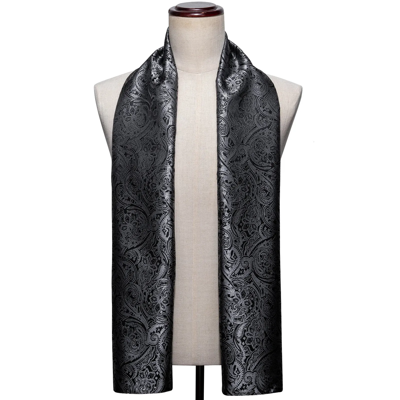 Fashion Silk Scarf Luxury Band Designer Men Women Black Paisley Shawl Bandanna Flulard Muffler Pashmina Barry. Wang A-1022 240111