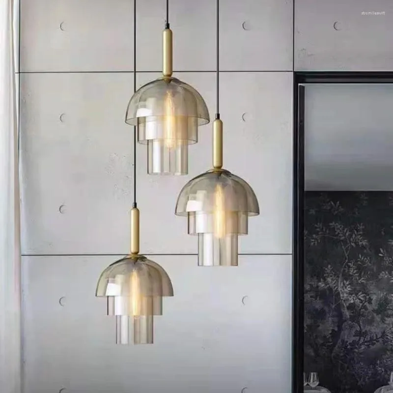 Lâmpadas pendentes moderna minimalista restaurante lâmpada estilo nórdico bar contador corredor vidro atmosférico decoração de casa cozinha droplight