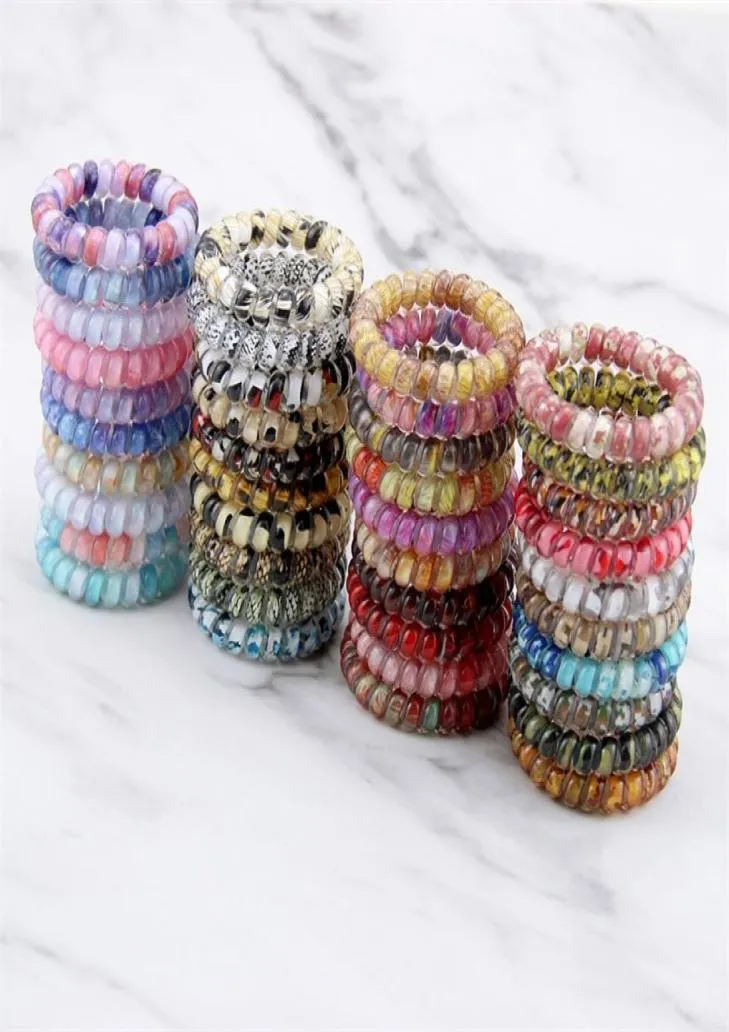 Telephone Wire Hair Ring Cord Gum Hair Tie Snake Print Elastic Girls Hair Bands Rubber Ropes Bracelet Stretchy Scrunchy H12709 5117325824