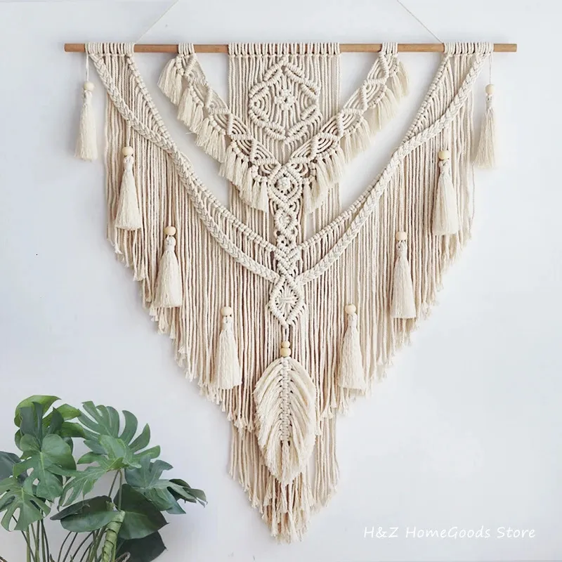 Nordic Boheemse Macrame Muurhangende Kwastje Boho Wandtapijt Handgeweven Voor Home Decor Woonkamer Slaapkamer Kamer Huisdecoratie 240111