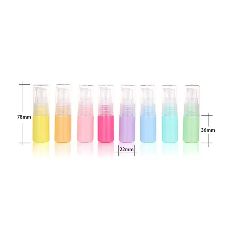 10ml Colorful Empty Refillable Clear Plastic Pump Bottle Ideal for Lotion Cream Essential Oil Travel Small Containe