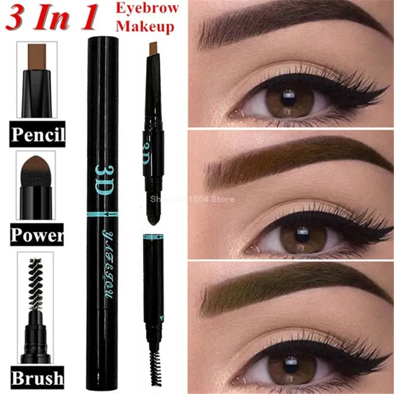 Le crayon à sourcils automatique 5PC 3-en-1 et la poudre à sourcils sont imperméables et résistants à la transpiration, durables et faciles à porter, stylos 3D 230112