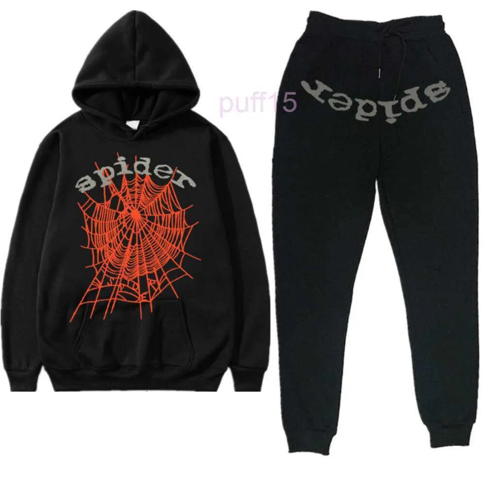 Hop Hip Pull Hommes Survêtements Sweat-shirt Y2K Sp5der Lettre 555555 Pull à capuche Set Femmes Survêtement Sweatshirts Spider Web Hood imprimé Fzpf