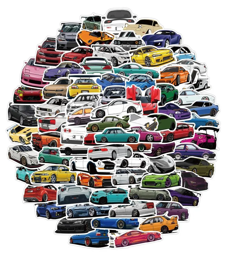 100 StuksLot Cartoon JDM Retrofit Racewagen Graffiti Stickers Laptop Gitaar Bagage Fiets Skateboard Waterdichte Sticker Toys1460261