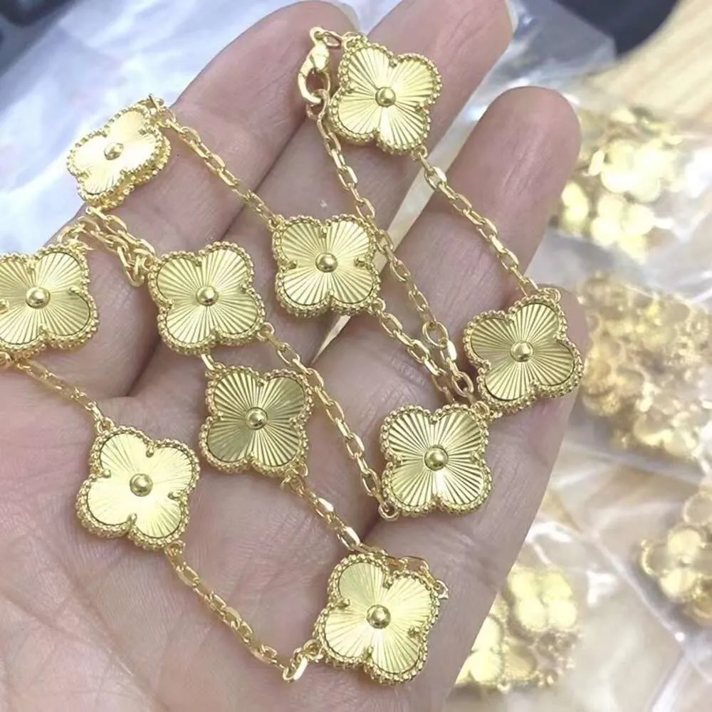 Fashion Classic four leaf clover bracelet Desginer Clover Fanjia High Version Clover Ten Flower Laser Necklace with Double Sided v Gold Thick Plating 18k Natural Whi