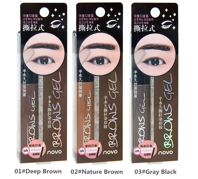 Eye Brow Tattoo Tint Waterproof Langdurige Peel Off Dye Wenkbrauwgel Crème Mascara Make-up Pen Koreaanse cosmetica NOVO Oogmake-up LL