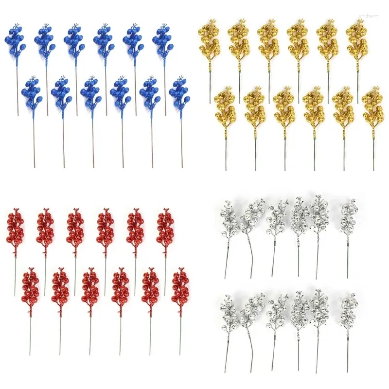 Fleurs décoratives Q1ja 12pcs SIGNES ROUGES ARTIFICIAL