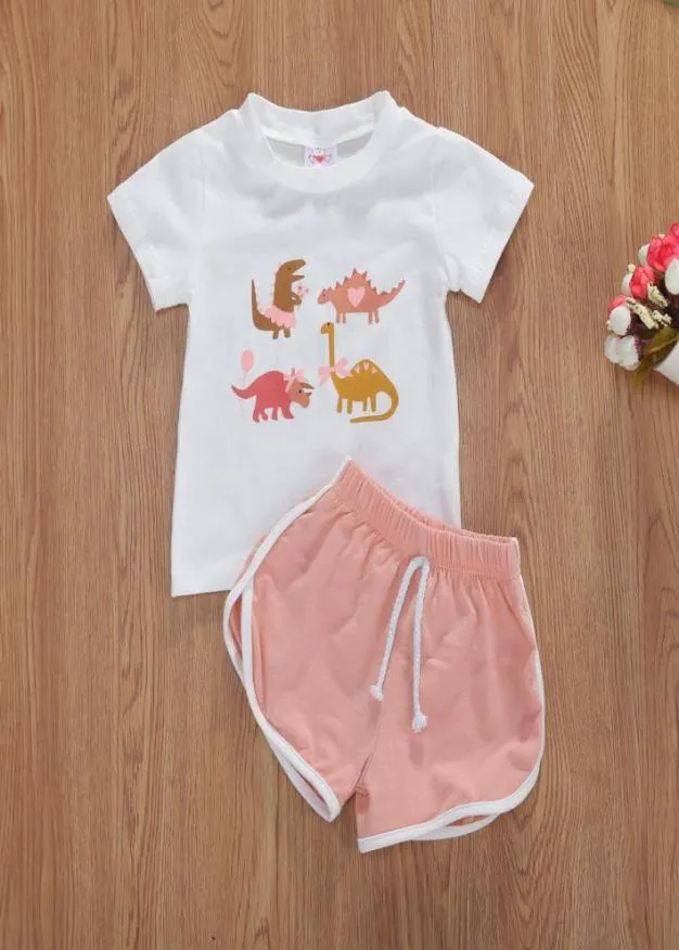 Ensemble de vêtements d'été pour bébés filles de 04 ans, joli t-shirt à manches courtes imprimé Animal, Short solide, 2 pièces, 2686516