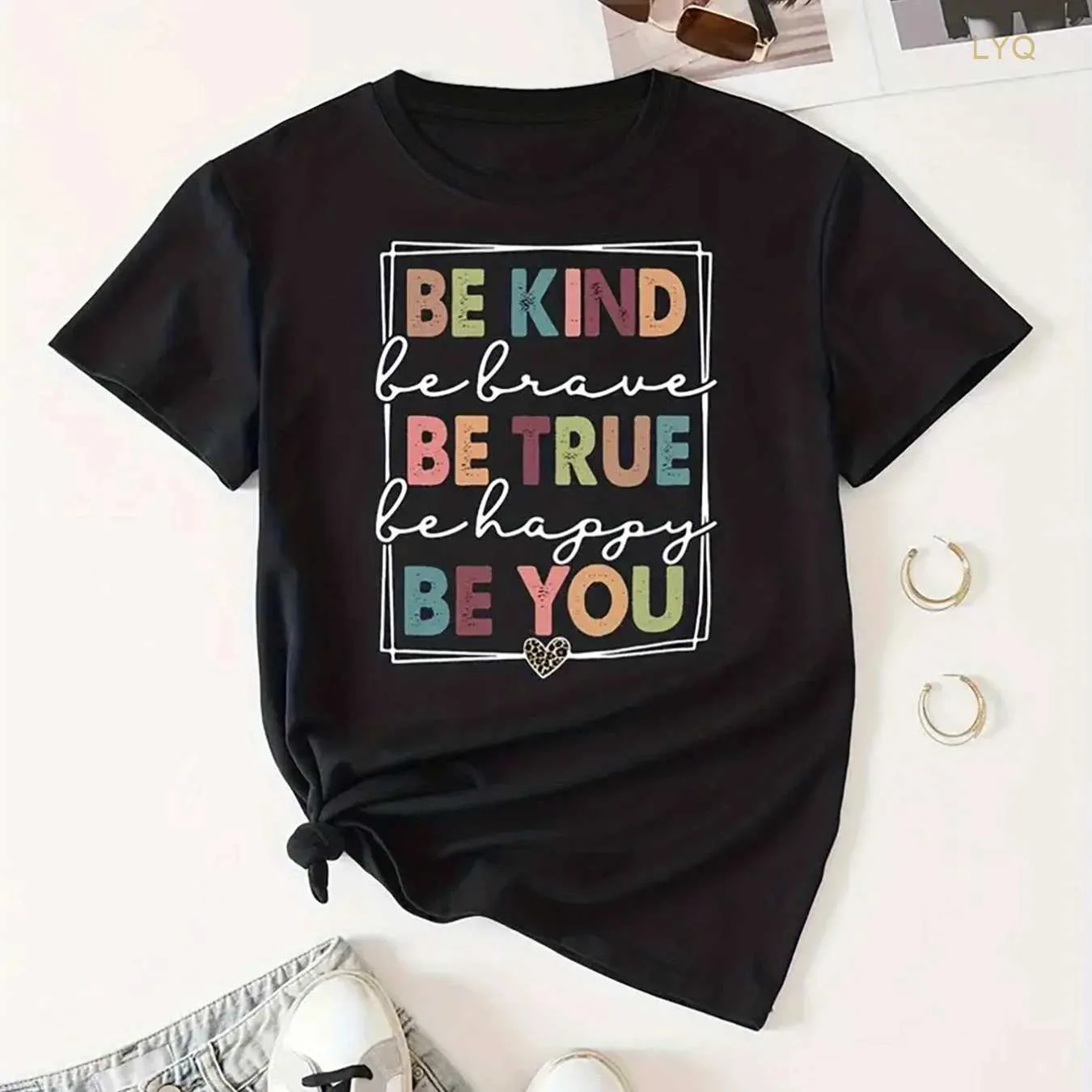 BEKIND LITET DRUKOWANE Damskie T-slogan Slogan Druku