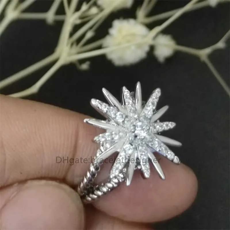 Marca con incrustaciones de lujo joyería de boda de moda americana anillo de girasol diseñador diamante plata esterlina para mujeres regalos de fiesta anillos