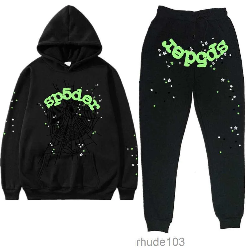 Sweatshirts Heren Trui Trainingspakken Y2k Sp5der 555555 Trui Hoodie Set Dames Hoodies Trainingspak Hip Hop Zanger Spinnenweb Gedrukt Sportpak Sweatsh 71A4