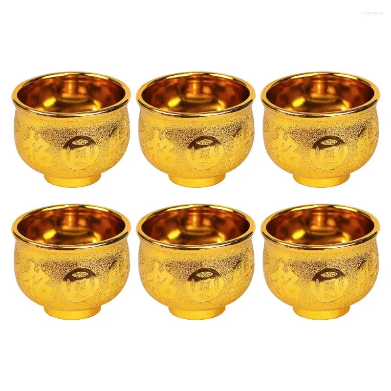 Conjuntos de chá 6pcs pequeno copo decorativo templo de vinho sagrado buda budista água licor xícaras de chá no salão