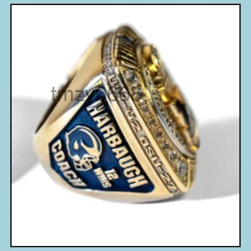 Rings Cluster Michigan Woerines Football Big Ten Team Championship Ring with Wooden Display Box Drop Delivery Jewelry Dhuwu IED7