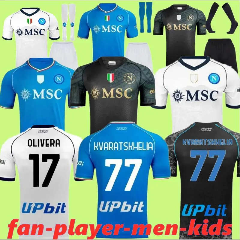 23 24 Napoli Voetbalshirts Maglietta OSIMHEN INSIGNE 2023 2024 Fans Speler Politano Di Lorenzo Elmas MERTENS KVARATSKHELIA VERDI MILIK Heren Kindertenue Voetbalshirts