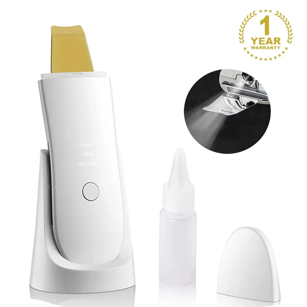 24K Ultrasonic Cleaner Face Scrubber Peeling Shovel Pore Blackhead Remover Cleaning Lifting Beauty Device For Skin Care 240112