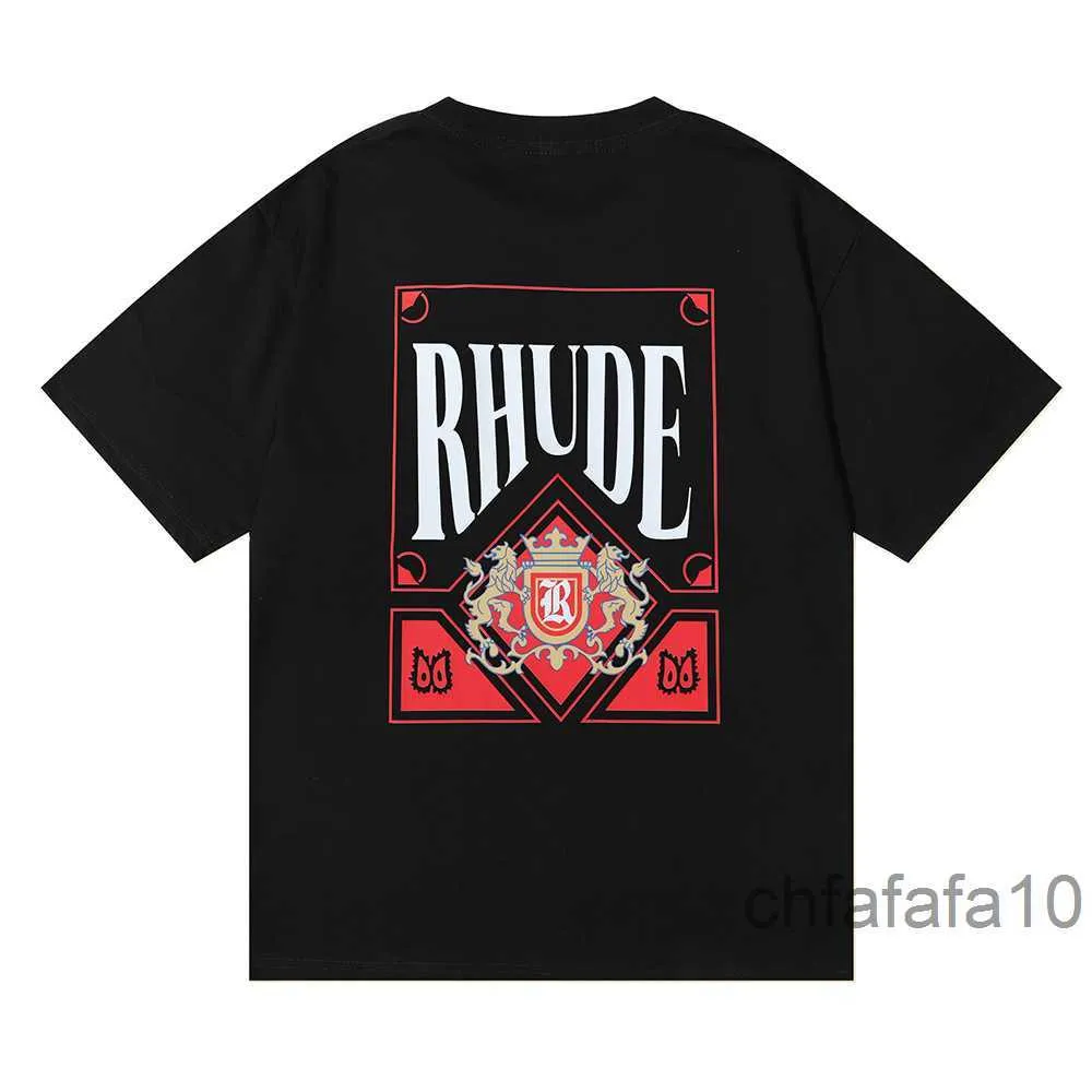 Rhude T Shirt Designer Shirts Women Clothing Graphic Tees Pattern Tee High Street Cotton Hip Hop Simple Letters Retro Print Loose Racing LPM ZWHN