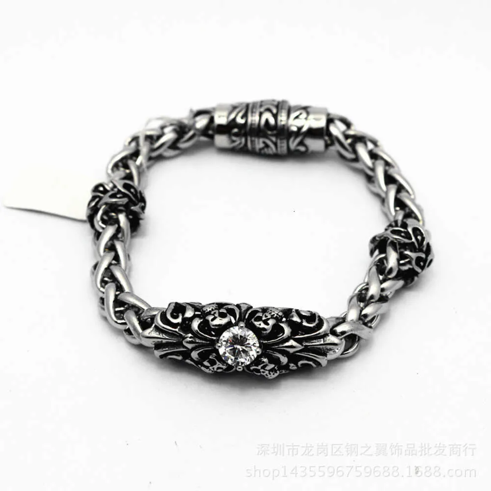 Designer CH Bracelet pour hommes Chromes dominateur titane acier femme diamant incrusté tête fantôme magnétique coeur bijoux chaîne bracelets classique bracelet 7K91