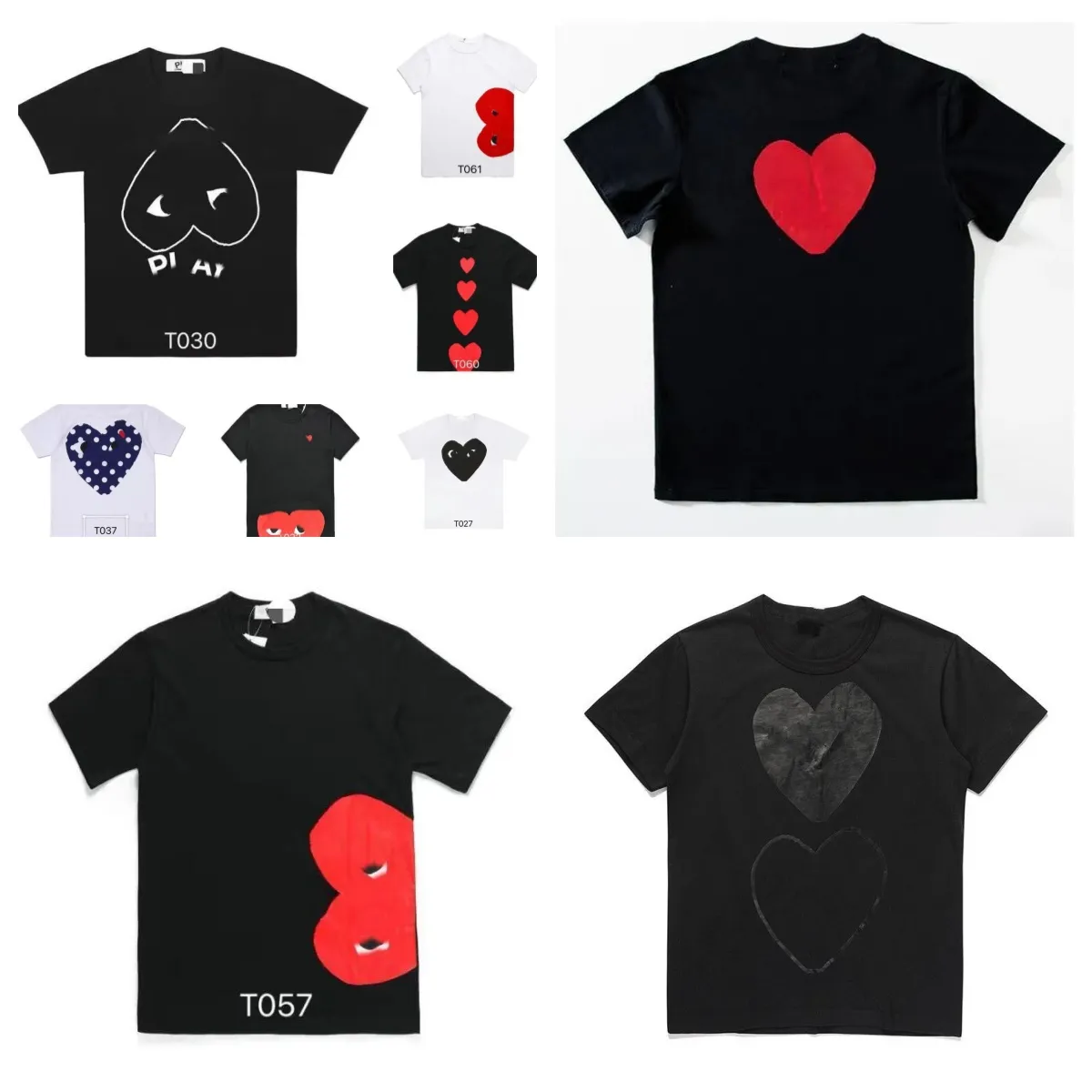 Designer TEE T-shirts pour hommes CDG Com Des Garcons Little Red Heart Play T-shirt Blanc Mens Medium tee fr