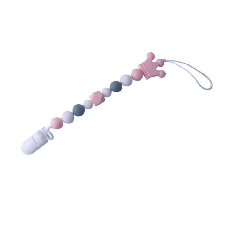 Silicone Soother Beaded Chain Holder Pacifier Clip Teething Beads Leash for Baby Boy Girl Infant Toddler