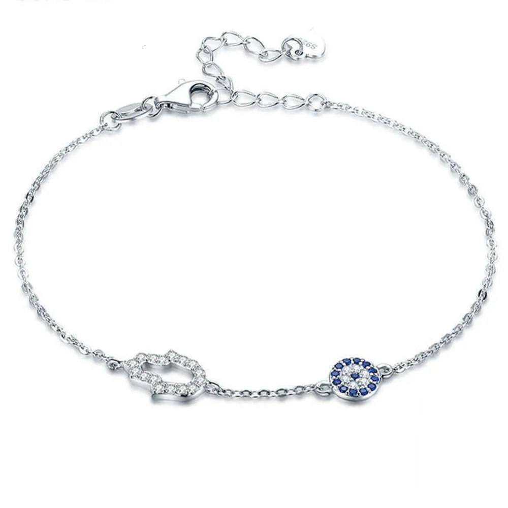 Charm Bracelets TONGZHE Hamsa Hand Evil Eye Charm Bracelet 925 Sterling Silver Luck Blue CZ Chain Link Bracelets For Women Turkish JewelryHKD2306925