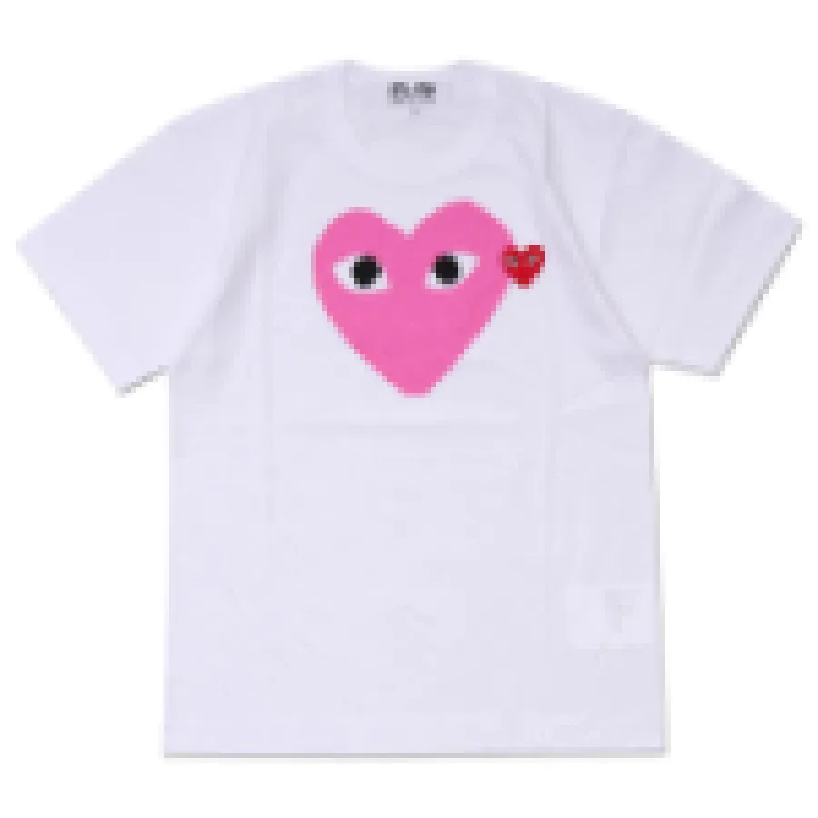 Дизайнерская футболка TEE Com Des Garcons PLAY Blue/Red Hearts Мужской размер M Белая футболка с круглым вырезом Унисекс Япония Лучшее качество ЕВРО-размер