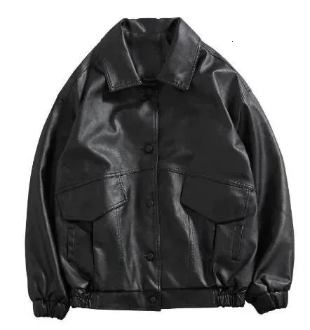 PU Lederjacke Männer Schwarz Weiche Kunstleder Jacke Motorrad Biker Mode Leder Mäntel Männlichen Bomber Jacke Taschen 240112