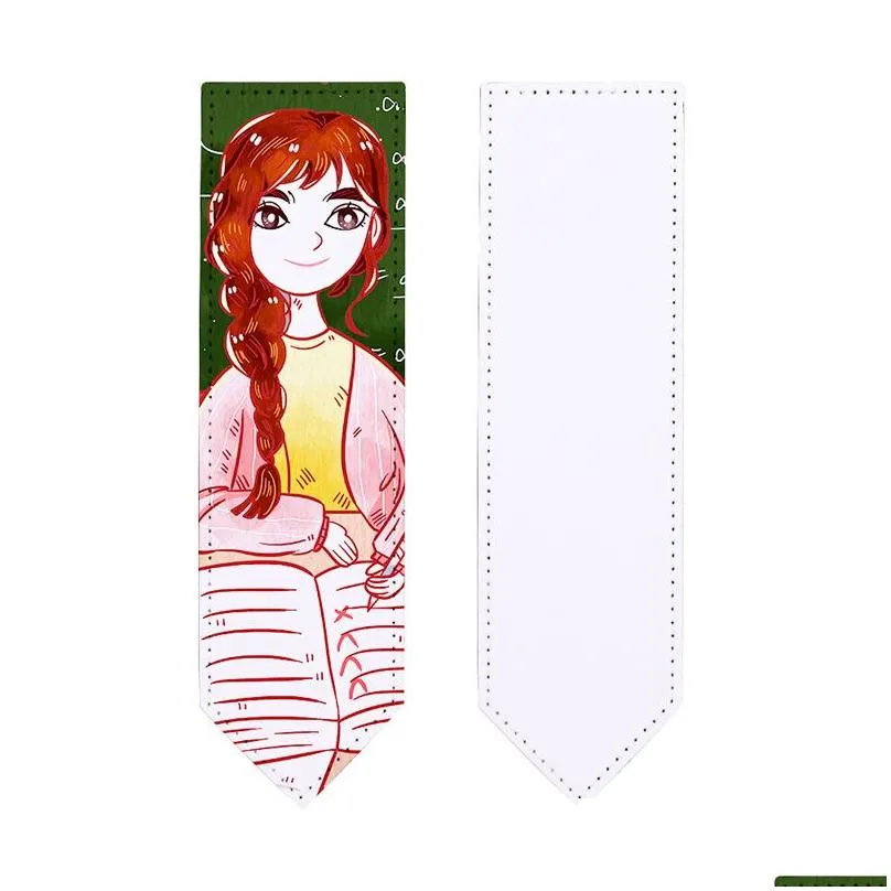 Outros acessórios de telefone celular logotipo personalizado sublimação artesanal em branco personalizado pu bookmark escola material de escritório diy p o impressão b dhny2