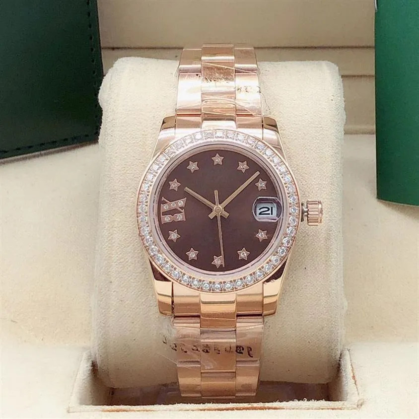 Orologio da donna con diamanti da 31 mm alla moda, sette colori, orologio da donna con fibbia pieghevole in acciaio inossidabile, movimento meccanico automatico331L