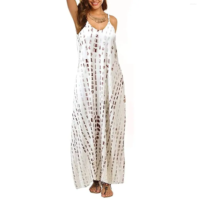 Casual Dresses Spring And Summer Ethnic Printed Mesh Sleeveless Dress For Women Chiffon Sexy