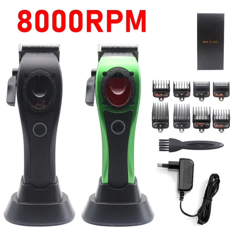 Professionell hår Clipper Electric Men's Trimmer med 8000 rpm sittplats som laddar stor kapacitet Batteri DLC -belagda blad Modell 240111