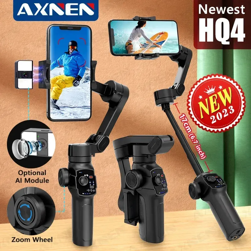 est AXNEN HQ4 3Axis Handheld Gimbal Optional AI Smart Tracking Smartphone Stabilizer 14 Pro Vlog 240111