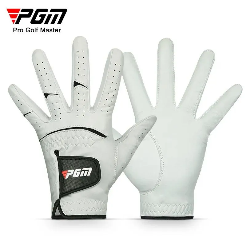 Handskar PGM Real Leather Golf Gloves Single Hand Golf Använd höger vänster man andas non slip wearable äkta fårskinnhandskar ST025