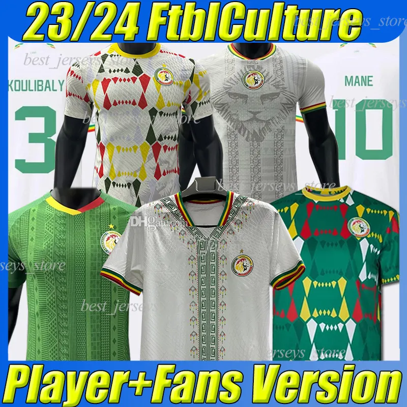 4xl 23/24 Senegal Ftblculture Soccer Jerseys 2023 Fans Player Version Mane Koulibaly Gueye Koulibaly Sarr Maillot de Football Shirts 2002 Retro Vintage Classic