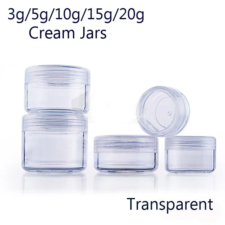 3g 5g 10g 15g 20g Empty Jar Pot Cosmetic Bottle Eyeshadow Makeup Face Cream Lip Balm Packaging transparent