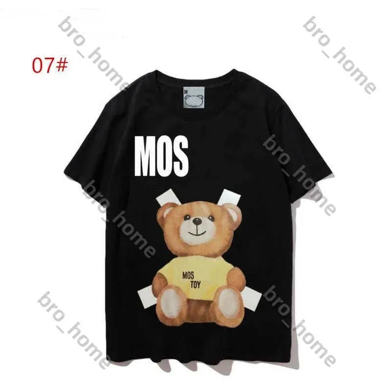 Sunmmer moschino bayanlar erkek tasarımcısı t adam gömlek tişörtleri moda mektubu baskı kısa kollu bayan tees lüksler rahat giysi üstleri tişört tshirt 7ml6