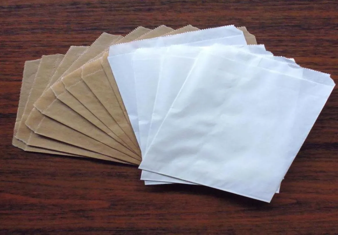 200pcs Nowy Kraft i biały solidny kolor impreza Favors Bitty Bagkraft Papierowa torba prezentowa 5Quotx7quot 13x18cm1039765