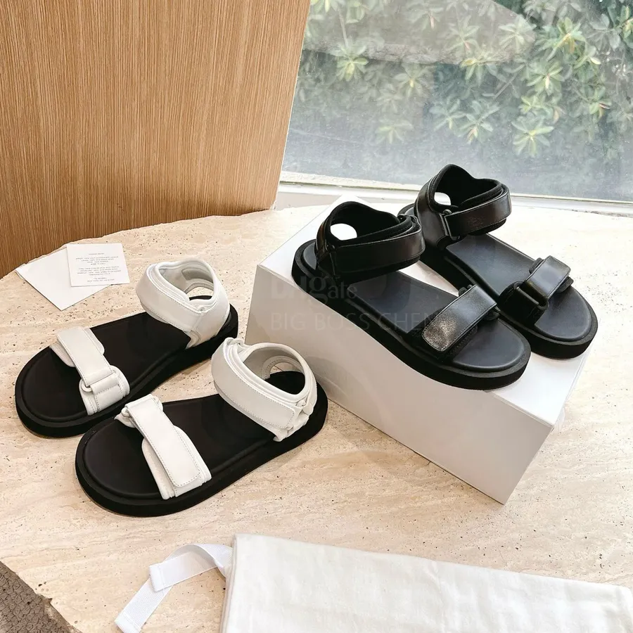 Sängskinn av högsta kvalitet bekväm klassiker Radskor avslappnade platta sandaler glider för kvinnor enkla spänne strandskor lyxdesigner sandaler fabrik med låda