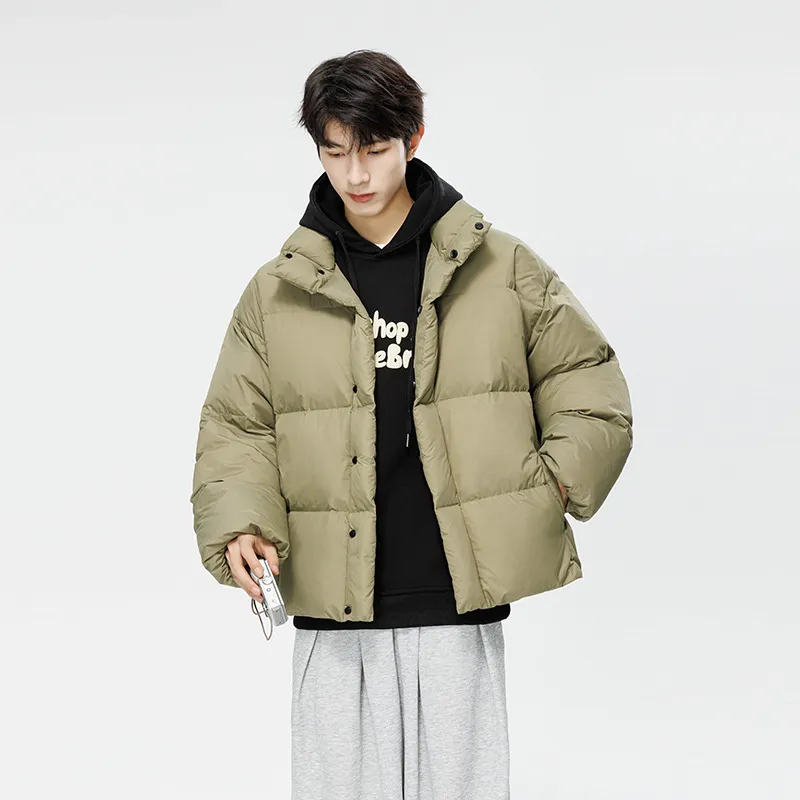 White duck down light and thin men's winter fashion brand, thickened and warm men's standing collar jacket, bread jacket, men's and women's lovers