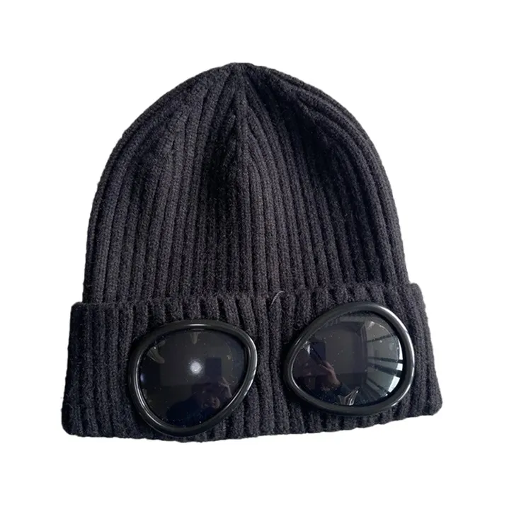 Beanie cp designer bonnet empresa mens chapéu duas lentes bonés inverno chapéus de malha óculos óculos homens bonés gorros crânio bonés ao ar livre mulheres uniesex preto cinza l6