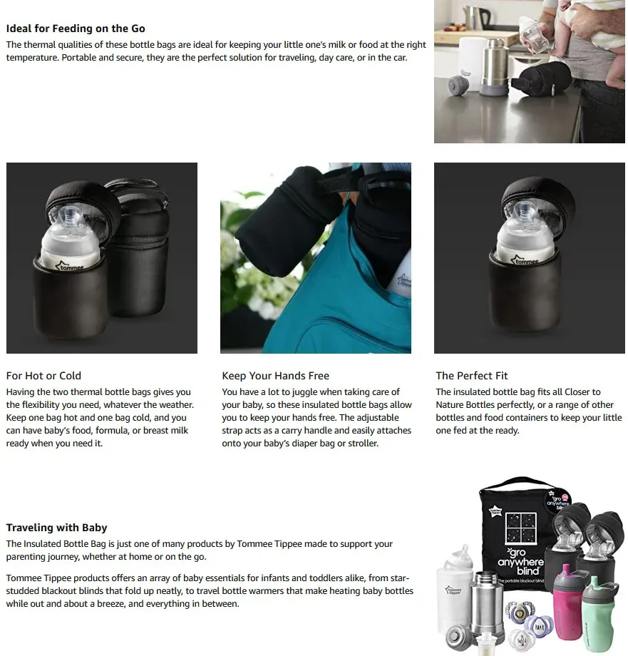 Tommee Tippee Insulated Bottle Bags Baby Feeding Warmer Bag Fit