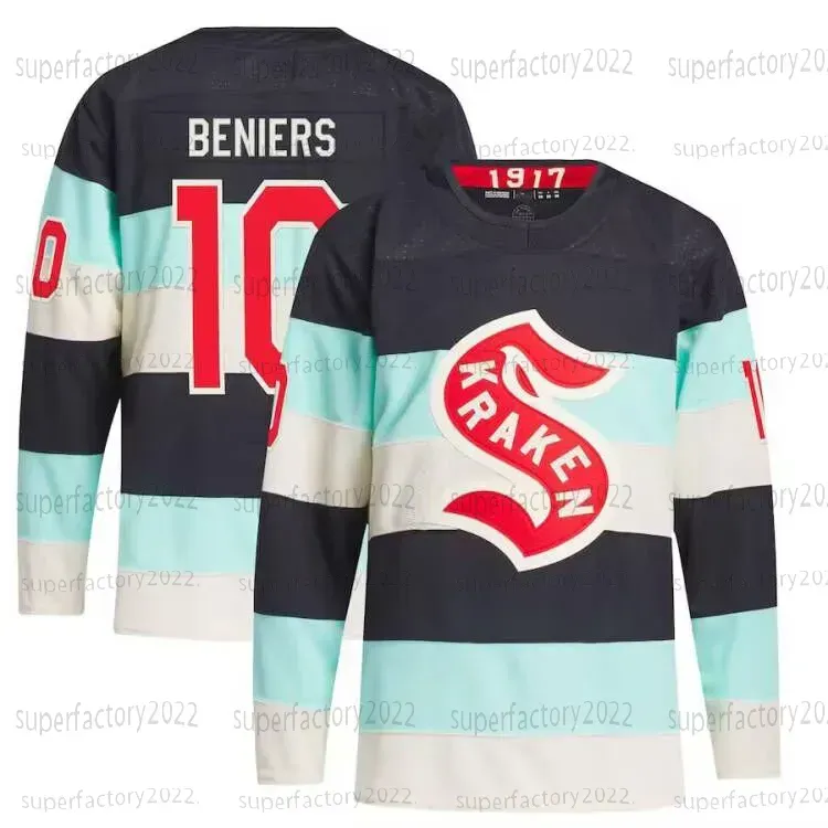 CUSTOM Seattle 2024 Winter Classic Kraken Jersey Matty Beniers Yanni