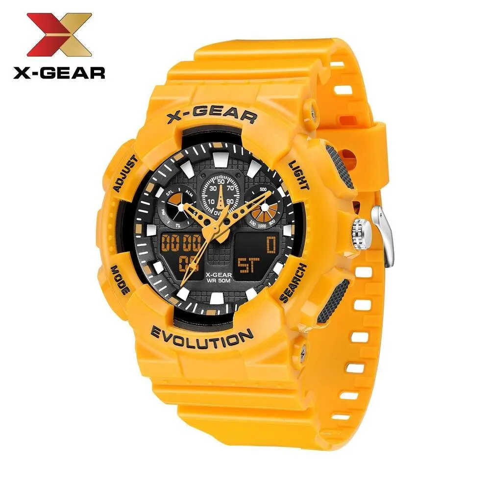 X-Gear Outdoor Men's Sports Dual Display elektronisk med automatisk nattljus, händer Lyft och lampor Multi Function Waterproof Watch