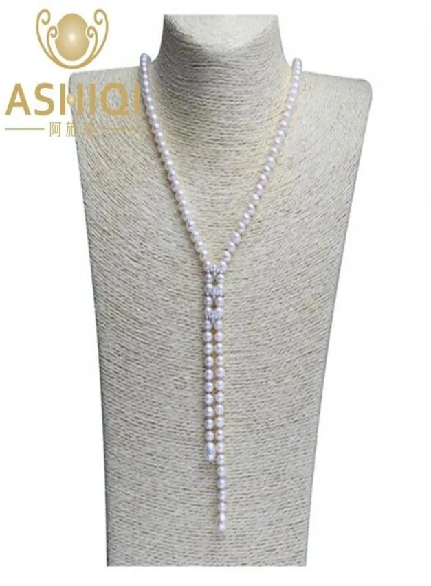 Gerçek doğal tatlı su uzun inci cezalandırıcı kolye kazak zinciri mücevherler kadınlar için hediye zincirleri1625094