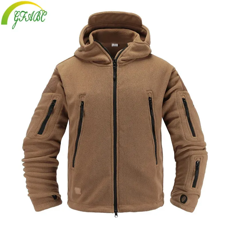 Уличная флисовая куртка Softshell в стиле милитари, тактическая мужская полартековая теплая верхняя одежда с капюшоном, пальто, армейская одежда 240111
