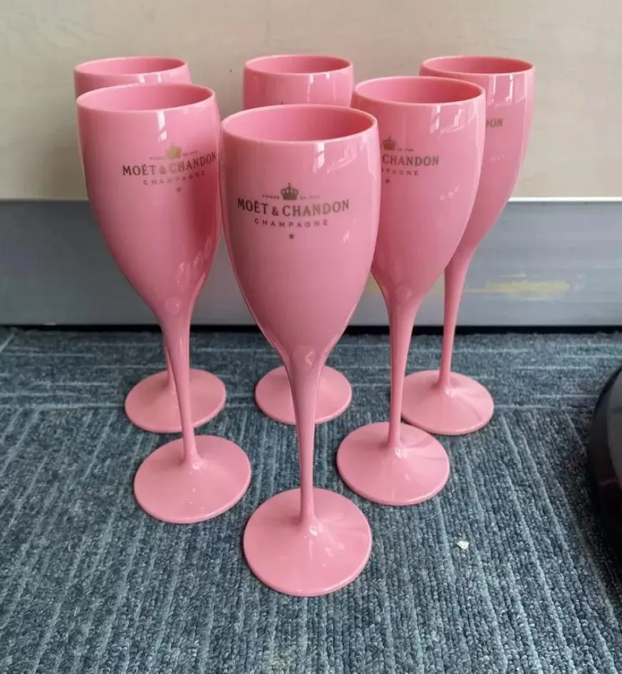 Roze Plastic Wijnglazen Voor Meisjesfeest Bruiloft Drinkware Onbreekbare Witte Champagne Cocktail Fluiten Beker Acryl Elegante Cups2855273