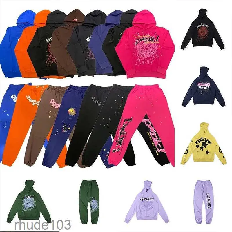 Spider Hoodies Pink Spider 555555 Survêtements pour hommes Ensembles de créateurs Sweat à capuche Pantalon Veste Sweat-shirt décontracté Sp5der Young Thug Set Joggers Impression Survêtement KNPV 9X23