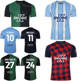 23 24 Club Team FC Soccer 11 Haji Wright Jerseys Coventry City 24 Matthew Godden 1 Simon Moore 6 Liam  28 Josh Eccles 9 Ellis Simms Football Shirt Kits Blue Red Black