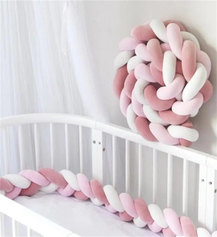 1M2M3M Baby Bed Bumper Infant Cradle Pillow Cushion Braid Knot Bumper Crib Bumper Protector Room Decor Tour De Lit Bebe Tresse 28367150